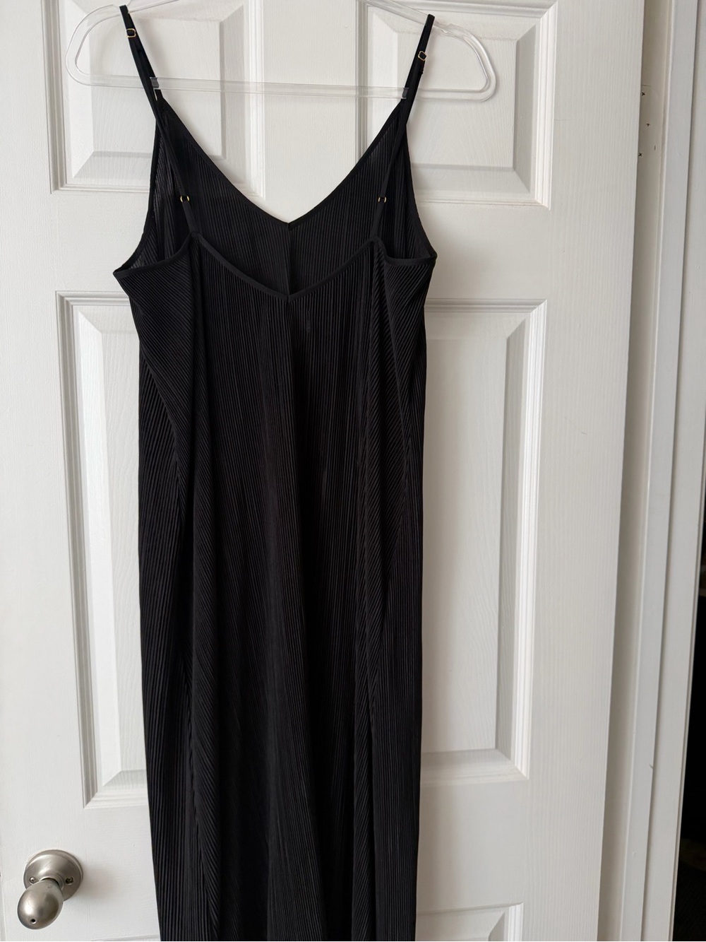 Open Edit Black Pleated Slip Midi Dress Large